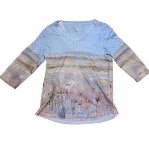 ✨️3 for 25✨️FDJ boho nature print long sleeve shirt size small